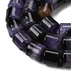 天然石瑪瑙ビーズ連売り  染め＆加熱  ドラム  パープル  14~14.5x13.5~14.5mm  穴：1~1.2mm  約28個/連  15.55