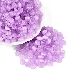Fgbグレードaドローベンチスタイルガラスシードビーズ  ロンデル  模造キャットアイビーズ  ミディアム蘭  7.5x4.5mm  穴：1.2~1.4mm  約1250個/ポンド&nbsp;SEED-Q040-02A-09
