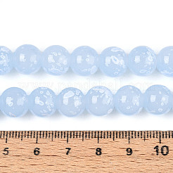 ペイントガラスビーズを焼く  ラウンド  ライトスカイブルー  10~10.5mm  穴：1.2~1.5mm&nbsp;X1-DGLA-N015-10mm-06