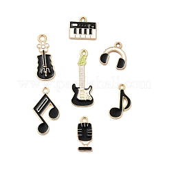 14pcs7スタイル音楽テーマ合金エナメルペンダント  混合図形  ブラック  13~31x8~22x1~2mm  穴：1.8~2mm  2個/スタイル&nbsp;FIND-FP0002-97