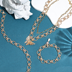 Zinc Alloy Textured Round Ring Link Bag Chains&nbsp;DIY-PH0036-44