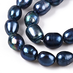 天然養殖淡水パールビーズ連売り  染め  ライス  マリンブルー  9~11.5x8~8.5mm  穴：0.7~0.8mm  約34~35個/連  13.78インチ（35cm）&nbsp;PEAR-N012-08L-01