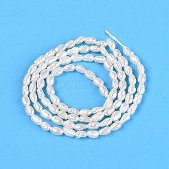 天然養殖淡水パールビーズ連売り  研磨両側  乳白色  2.5~4.5x2~3x1.5~2.5mm  穴：0.5mm  約92~96個/連  13.98~14.37インチ（35.5~36.5cm）&nbsp;PEAR-N014-02B