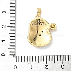 クリスマスブラスマイクロパヴェキュービックジルコニアペンダント  エナメル  ゴールドカラー  サンタクロース  22.5x20x3mm  穴：4.5x3mm&nbsp;KK-K305-07D-01
