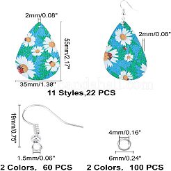 DIY 11Pairs Flower Pattern PU Leather Earring Making Kits&nbsp;DIY-FH0002-40
