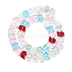 透明ガラスビーズ連売り  象  カラフル  10x12x3mm  穴：1mm  約45~48個/連  14~14.5インチ（36~37cm）&nbsp;GLAA-F114-03D