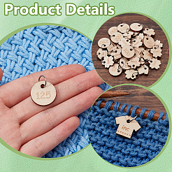 Flower & Clothes & Flat Round Wood Pendant Locking Stitch Markers&nbsp;HJEW-FG00008