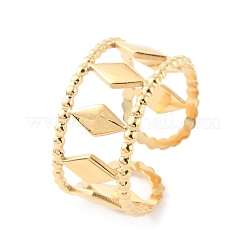 304 Stainless Steel Hollow Rhombus Open Cuff Rings&nbsp;RJEW-D002-20G