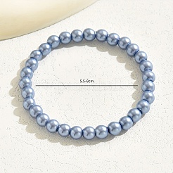 Unique Silver Glass Pearl Round Beaded Stretch Bracelets for Women&nbsp;YJ5137