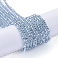 電気メッキガラスビーズセット  パール光沢メッキ  ラウンド  ライトスチールブルー  2.5mm  穴：0.7mm  約177個/連  14.09インチ（35.8cm）&nbsp;EGLA-K014-A-PL01