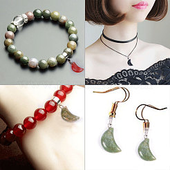 天然・合成混石ペンダント9個  プラチナトーンの真鍮パーツ  ムーン  21~24x12~14x5~6mm  穴：2x7mm&nbsp;PH-G-G755-02