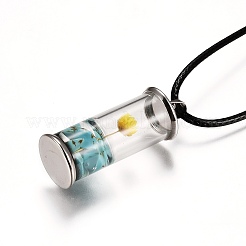 Glass Wishing Bottle Leather Cord Pendant Necklaces&nbsp;NJEW-Z009-A06