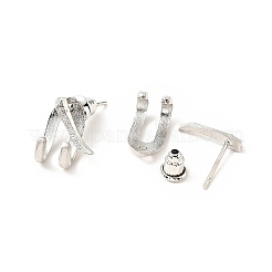 亜鉛合金爪フロントバックスタッドピアス  男性用ヒップホップジュエリー  プラチナ  12.5x6x6.5mm  ピン：0.7mm&nbsp;EJEW-J046-01P