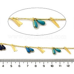 Brass Enamel Teardrop with Rectangle Link Chains&nbsp;CHS-H112-23G-01