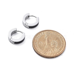 304ステンレススチールエナメルフープピアス  リング  ブラック  13.5x4mm&nbsp;EJEW-P300-03P-05
