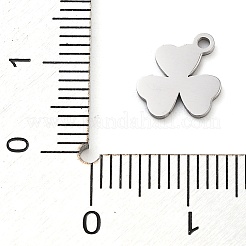 変色防止304ステンレススチールチャーム  レーザー切断  クローバーチャーム  ステンレス鋼色  11x8x1mm  穴：1.2mm&nbsp;STAS-M076-10P