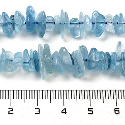 天然アクアマリンチップさざれビーズ連売り  5~14x4~10mm  穴：1mm  約39~40 CM&nbsp;X-G-E271-96