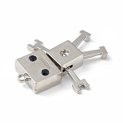 合金ペンダント  ラインストーン付き  ロボットチャーム  カドミウムフリー＆鉛フリー  プラチナ  48x40x9mm  穴：3mm&nbsp;X-PALLOY-M206-11P