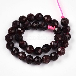 天然石ガーネットビーズ連売り  ファセット加工を施した丸型  5.6~6.5mm  穴：0.8mm  約32~33個/連  7.60~7.83''（19.3~19.9センチメートル）&nbsp;G-S345-6mm-37