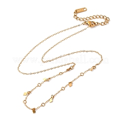 304 Stainless Steel Rhombus Tassel Cable Chain Necklaces for Women&nbsp;NJEW-K255-42G