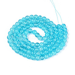 Spray Painted Crackle Transparent Glass Beads Strands&nbsp;X-CCG-Q001-8mm-06-A