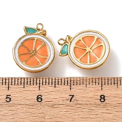 304ステンレススチールエナメルペンダント  ゴールドカラー  オレンジチャーム  18x14x6mm  穴：1.5mm&nbsp;STAS-K326-01E-G
