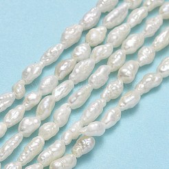 天然養殖淡水パールビーズ連売り  ケシパールビーズ  リネン  4~6x2.5~3.2mm  穴：0.5mm  約64~66個/連  13.78''~13.97