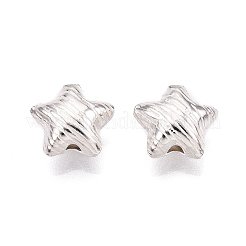 テクスチャ加工された925スターリングシルバービーズ  スター  銀  8x10x6mm&nbsp;STER-T007-81S-B
