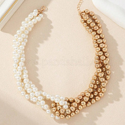 Alloy and CCB Imitation Pearl Round Multi-strand Necklaces for Women&nbsp;FS-WG8340C-01