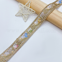 ポリエステル刺繍リボン  衣服の装飾品  ホワイト  1-1/8インチ（30mm）  約10ヤード/個&nbsp;PW-WG49779-05-1