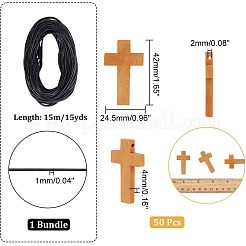 ネックレス作り  木製ペンダントとワックスドポリエステルコード  チョコレート  42x24.5x4mm  穴：2mm  50個/セット  1mm  約10m /ロール  1roll /セット&nbsp;DIY-NB0002-17