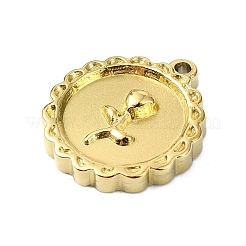 イオンプレーティング（IP）304ステンレスペンダント  18KGP本金メッキ  フラットラウンドのチャーム  花  18x16x4mm  穴：1.4mm&nbsp;STAS-B058-07G-05