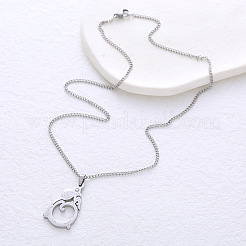 Minimalist 304 Stainless Steel Hollow Chinese Gourd Shape Pendant Necklaces for Women&nbsp;FL9858