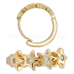1 Pair Brass Clear Cubic Zirconia Star Hoop Earrings&nbsp;EJEW-BBC0002-13