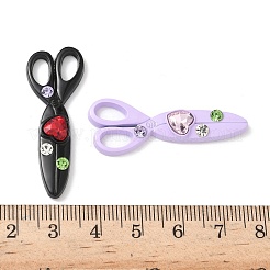 合金ペンダント  はさみ  ラインストーン付き  スプレー塗装  ミックスカラー  40x15x4.5mm  穴：7x3.5~4mm&nbsp;FIND-L023-01