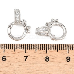 真鍮製マイクロパヴェクリアキュービックジルコニアツイスタークラスプ  プラチナ  15x11x5mm  穴：4x3mm  内径：6mm&nbsp;KK-L265-01P