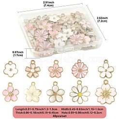 40個10スタイルアロイエナメルペンダント  ゴールデン＆ライトゴールド  ピンク  13~20.5x11.5~17.5x1.5~4.5mm  穴：1.2~4.5mm  4個/スタイル&nbsp;ENAM-FS0004-04A