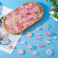 130個 13スタイル DIY ジュエリー製作キット  アクリルビーズとビーズキャップを含む  花  ミックスカラー  11.5~25.5x11.5~28x3~7mm  穴：1.5~2.5mm  10個/スタイル&nbsp;DIY-TA0014-14