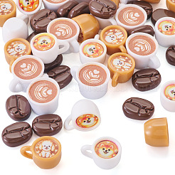50Pcs 4 Styles Resin Coffee/Coffee Bean Figurines Ornaments&nbsp;DJEW-TA0001-46