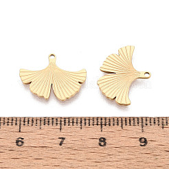 Textured 304 Stainless Steel Leaf Shape Pendants&nbsp;STAS-T073-01G