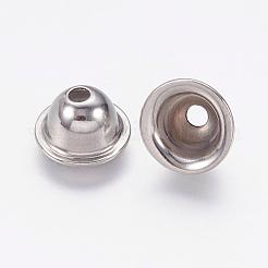 変色しにくい304ステンレススチールビーズキャップ  花弁のない  ステンレス鋼色  8.5x4.5mm  穴：2mm&nbsp;STAS-P168-05P