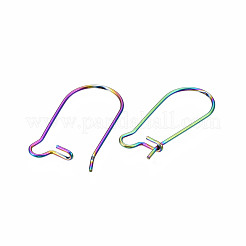 304 ステンレススチール フープ イヤリング 金具 腎臓型 イヤリング ワイヤー  虹色  21ゲージ  21x10~11x0.7mm&nbsp;X-STAS-N098-006
