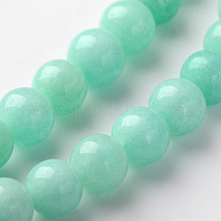 天然＆染め白翡翠ビーズ連売り  模造アマゾナイト  ラウンド  濃い緑  8mm  穴：1mm&nbsp;X-GSR055