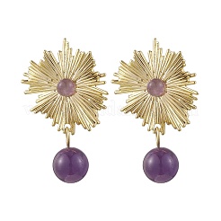 4 Pairs 4 Style Brass Mixed Stone Stud Earrings for Women&nbsp;EJEW-JE06244