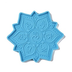 DIY Six Syllable Mantra Pattern Lotus Shape Coaster Food Grade Silicone Molds&nbsp;DIY-G083-01