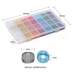 22400個28色12/0ガラスシードビーズ  DIYのジュエリーには  ラウンド  ミックスカラー  2mm  穴：1mm  800個/カラー&nbsp;SEED-YW0001-84