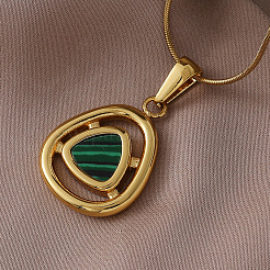 316 Surgical Stainless Steel with Dyed Synthetic Shell Triangle Pendant Necklaces for Women&nbsp;ZG7570