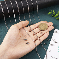 DIYチェーンネックレスブレスレット作成キット  304ステンレススチールボール＆ケーブル＆クロス＆カーブチェーン＆丸カン＆留め金＆ボールチェーンコネクターを含む  ステンレス鋼色&nbsp;DIY-YS0001-70