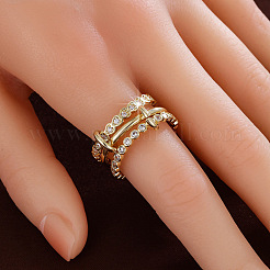 Brass Micro Pave Cubic Zirconia Finger Rings&nbsp;WG3D341-01