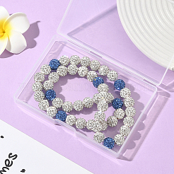 1Pc Polymer Clay Rhinestone Round Beaded Stretch Necklaces&nbsp;NJEW-SP0001-14F